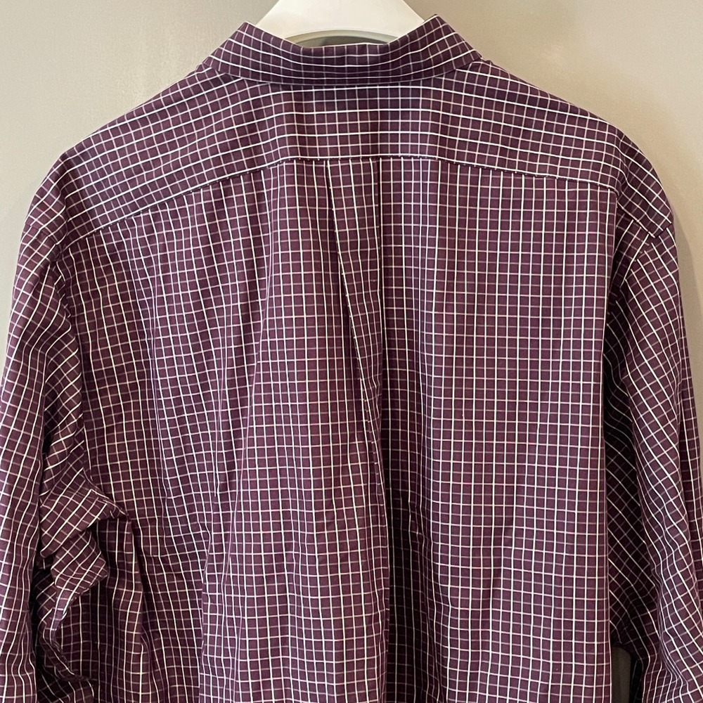 Eddie Bauer Mens 2XL Eggplant Purple Grid Wrinkle Free Relaxed Fit Shirt NWT - Picture 6 of 10
